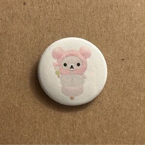 1.25in. Cute Bear Button - Pink and Brown